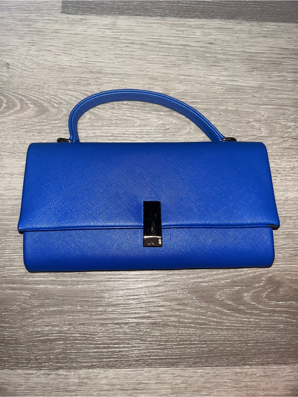 Le Château Structured Royal Blue & Gold Top-Handle HandBag